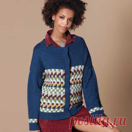 Кофта с графическим жаккардовым узором - схема вязания спицами. Вяжем Кофты на Verena.ru