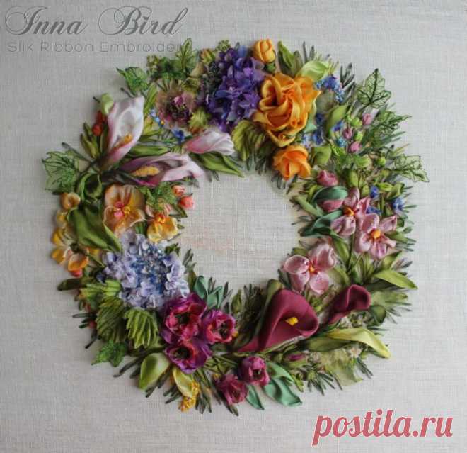 Вышивка лентами  Inna Bird