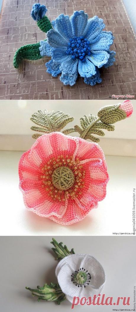 Объемные цветы в тунисской технике и идеи их применения &amp;#8212; Рукоделие