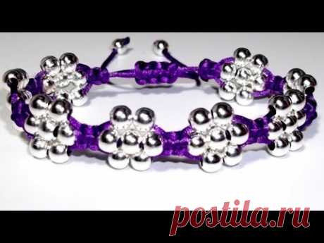 COMO HACER UNA PULSERA CON FLORES DE CUENTAS O ABALORIOS. TUTORIAL DIY