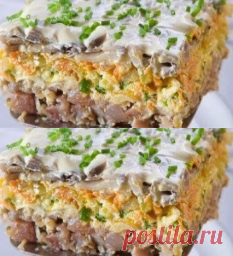 Салат с сельдью - очень вкусный - Простые рецепты Овкусе.ру
