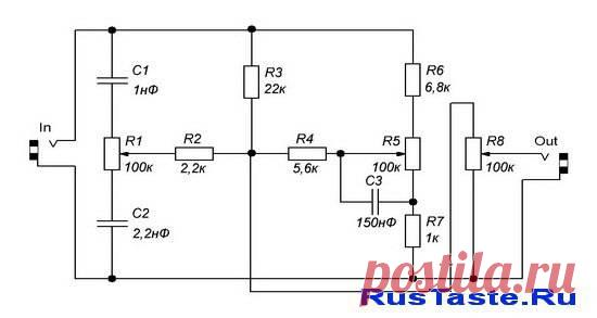 Пассивный регулятор тембра 

Как часто хочется нам выделить определенный спектр частот над всеми. Толи убрать бас, то немного украсить музыку обрезав верха, добавив глубокого басса