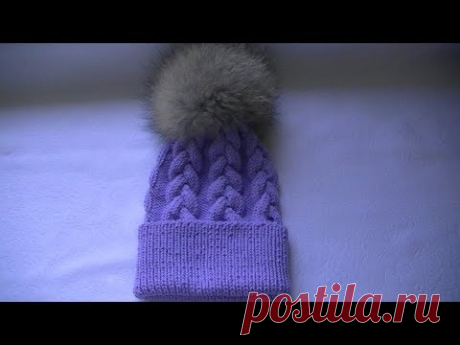 Вязание шапки узором "коса" с 12 петель