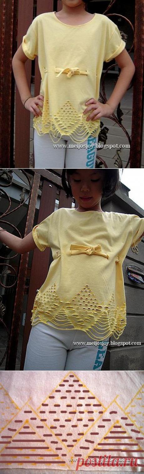 Прорези на детской футболке (Diy) / Прорези, вырезы и переплеты на одежде /