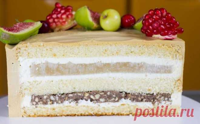 Карамельный торт муссовый с грушами и крем чизом