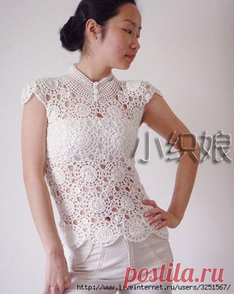 Ажурный топ крючком