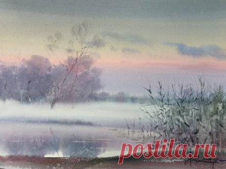 Тусклые краски предзимнего дня... Акварели Игоря Мосийчука  
Не убивайся, человече,
Что еле движутся дела,
Что ненаглядная далече,
Что вьюга окна замела.
Пока в природе двоевластье
Чудной четы – добра и зла,
Исключено сплошное счастье,
Исключена сплошная мгла.