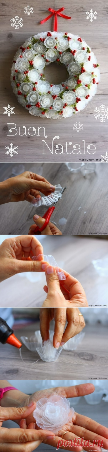 Нежный морозный венок из пластиковых яичных лотков