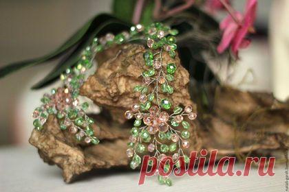 Купить Украшение на голову. Украшение для волосы. Свадебное украшение - зеленый, украшение на голову, украшение для волос