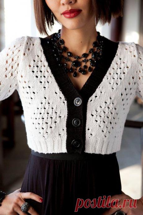 Вязание кардигана Fitted Cropped, дизайн 4, Vogue весна-лето 2014..
