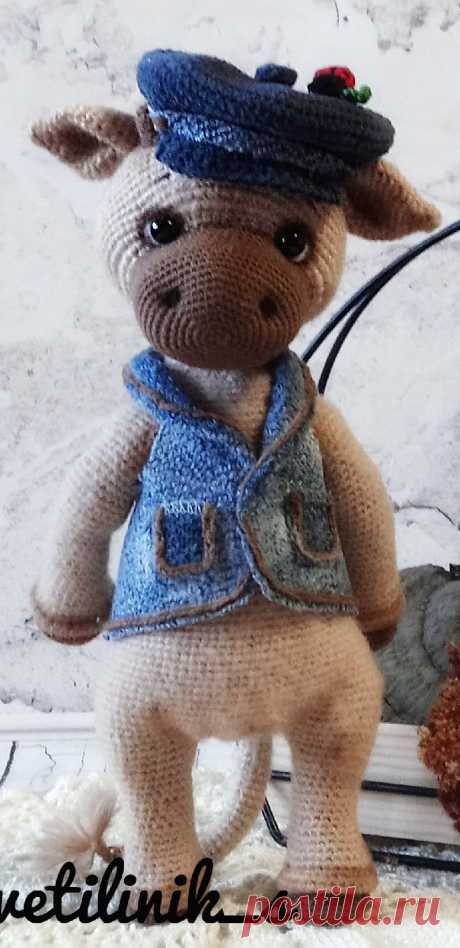 PDF Бычок бежевый бочок крючком. FREE crochet pattern; Аmigurumi animal patterns. Амигуруми схемы и описания на русском. Вязаные игрушки и поделки своими руками #amimore - корова, коровка, телёнок, бык, бычок.