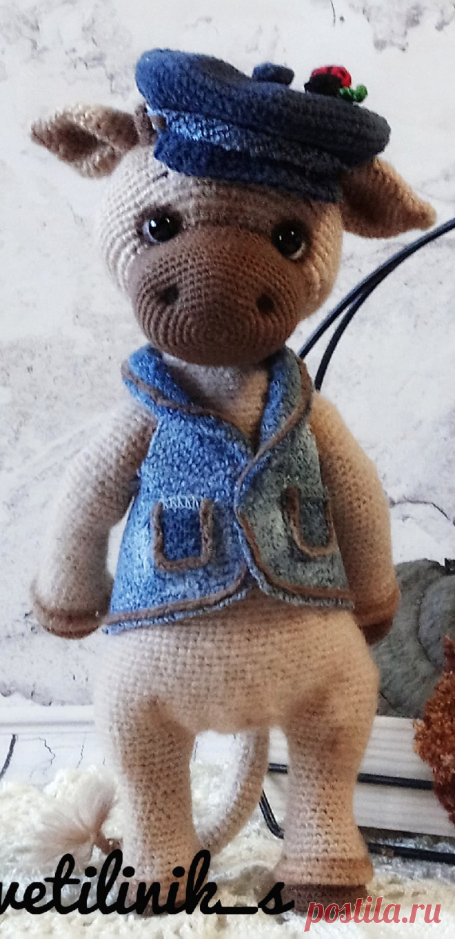 PDF Бычок бежевый бочок крючком. FREE crochet pattern; Аmigurumi animal patterns. Амигуруми схемы и описания на русском. Вязаные игрушки и поделки своими руками #amimore - корова, коровка, телёнок, бык, бычок.