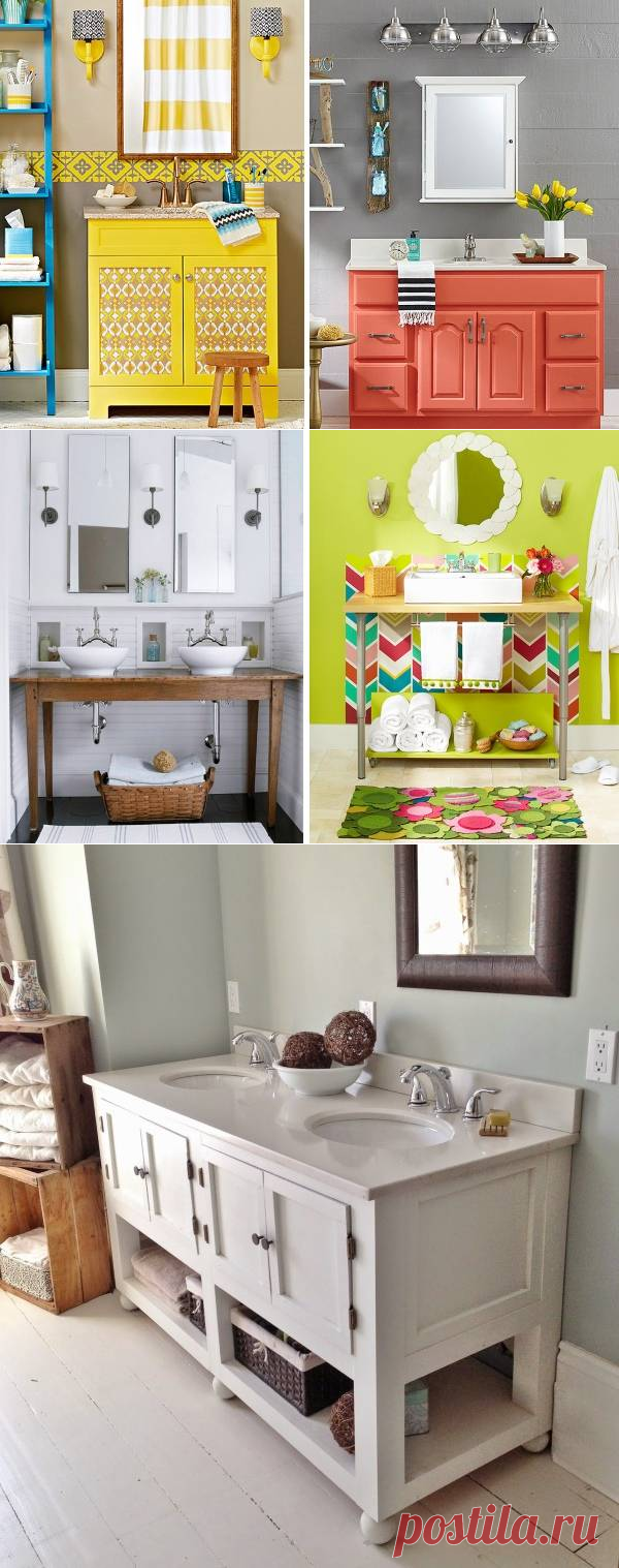 Оригинальные тумбы под раковину в ванную своими руками