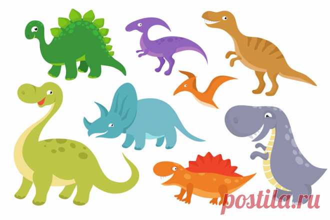 Cute cartoon dinosaurs vector clip art. Funny dino chatacters for baby By Microvector | TheHungryJPEG.com