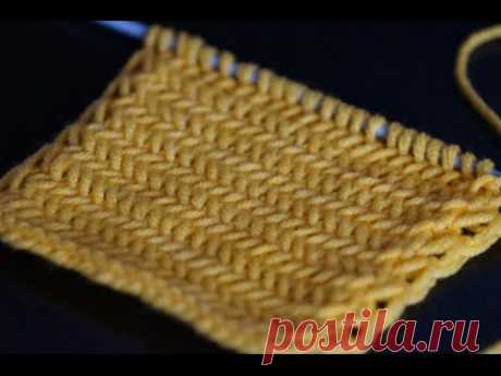 Вязание спицами узора Елочка для начинающих  /////   Herringbone pattern knitting for beginners