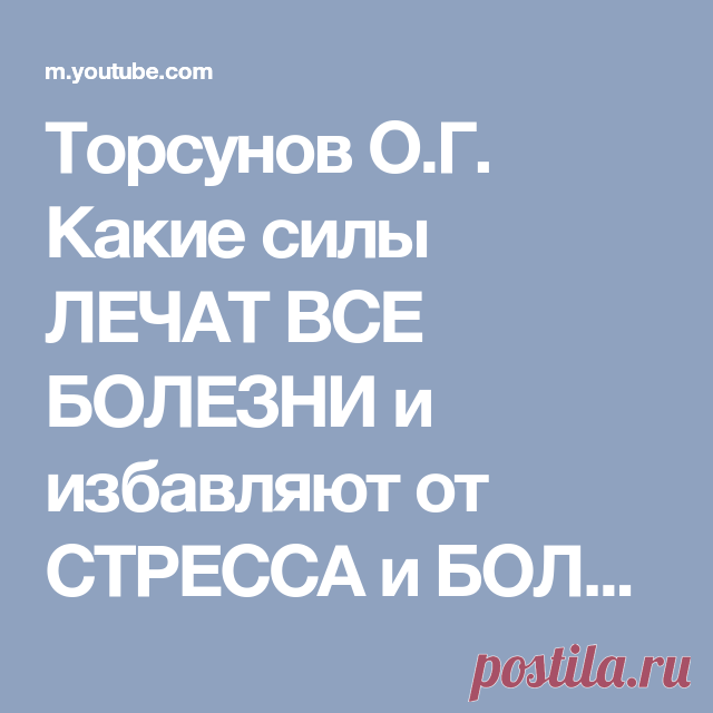 Торсунов О.Г. Какие силы ЛЕЧАТ ВСЕ БОЛЕЗНИ и избавляют от СТРЕССА и БОЛИ - YouTube