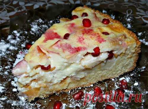 Пирог с начинкой и заливкой 
Невероятно вкусный и нежный яблочно-банановый пирог из песочного теста со сметанной заливкой.
Ингредиенты:

1 пачка масла или маргарина — 200 гр.
1 яйцо
1,5 ч. л. разрыхлителя
0,5 стакана сахара
2 ст…