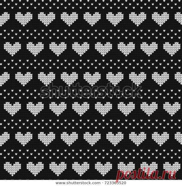 Vector de stock (libre de regalías) sobre Seamless Vector Geometric Pattern Knitted Black723363520