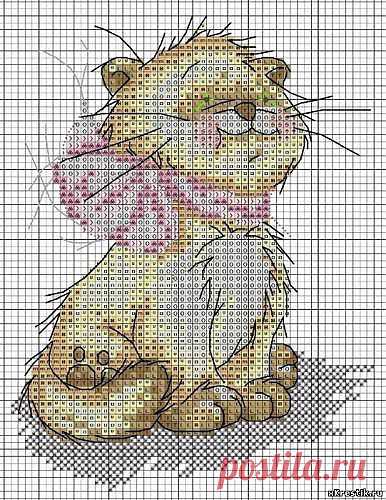 Схема для вышивки крестом: Котенок с бантом - Животные - Каталог статей - Бесплатные схемы для вышивки крестом