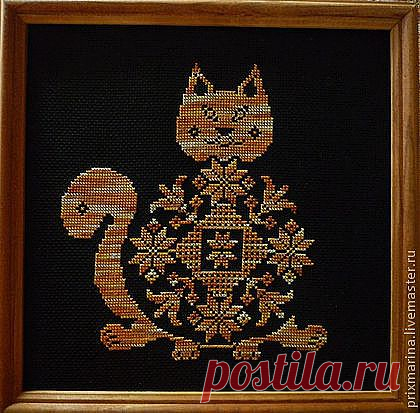 Кот квакерский - подарок,картина для интерьера,картина вышитая крестиком