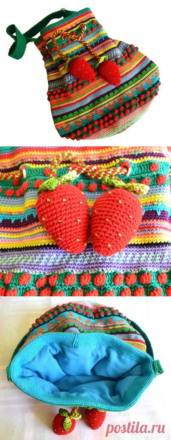 Клубничка в компотике. Сумка-торба через плечо или на от Veselunka