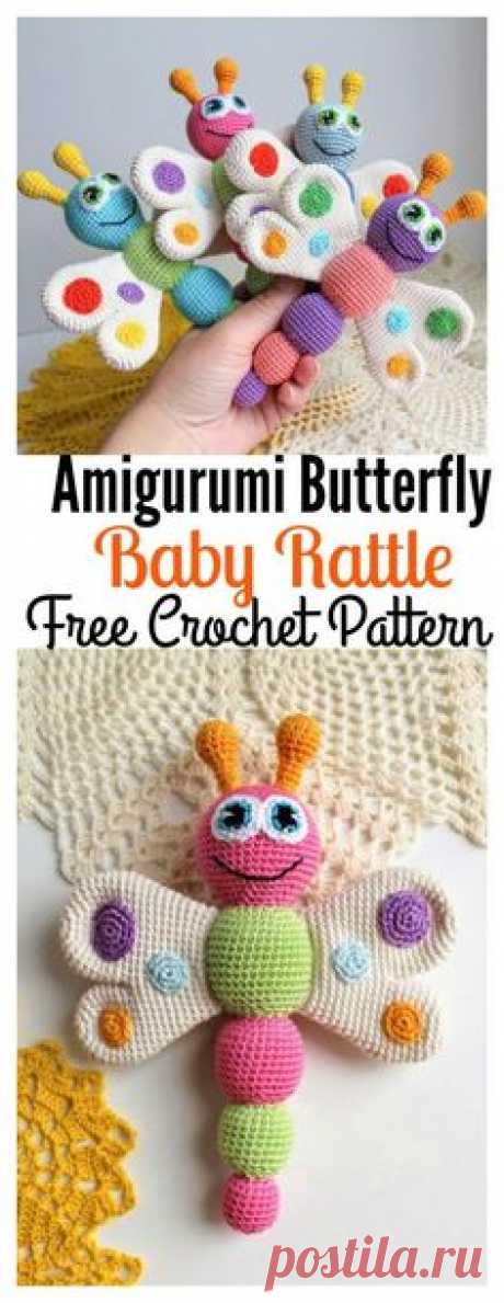 Free Amigurumi Butterfly Baby Rattle Crochet Pattern
