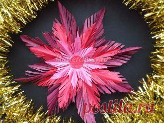 Пушистая снежинка из бумаги. Мастер-класс с фото