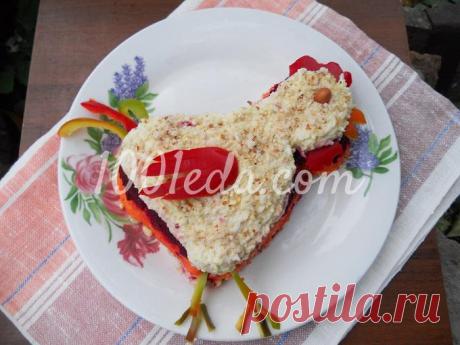 Салат Нежный на год Петуха 2017: рецепт с пошаговым фото - Новогодние салаты от 1001 ЕДА