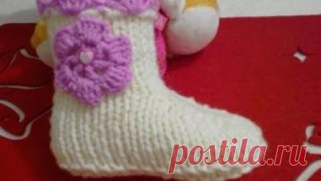САПОЖКИ- НОСОЧКИ НА 2 СПИЦАХ. САМЫЕ ПРОСТЫЕ И ЛЕГКИЕ!!! МАСТЕР КЛАСС!!!