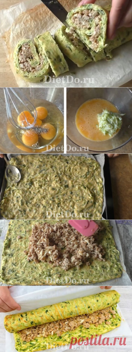 Кабачковый рулет с фаршем в духовке