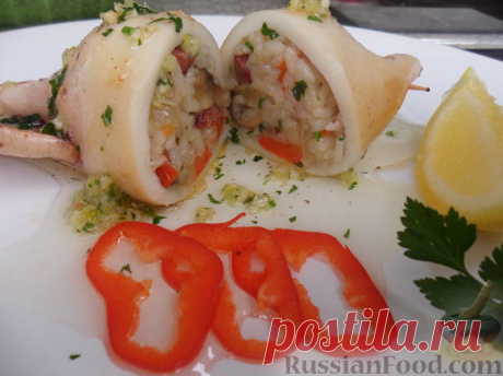 Рецепт: Фаршированный кальмар на RussianFood.com