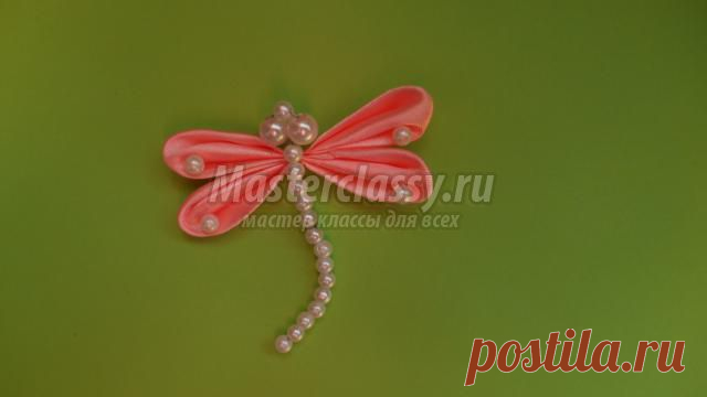 Розовая стрекоза в технике канзаши. Мастер-класс с пошаговыми фото