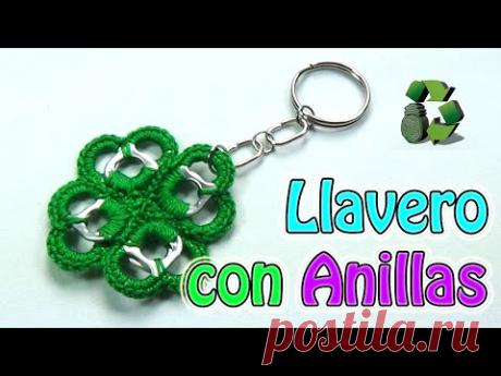 186. Manualidades: Como hacer Llavero con anillas [Trebol de 4 hojas] (Reciclaje) Ecobrisa
