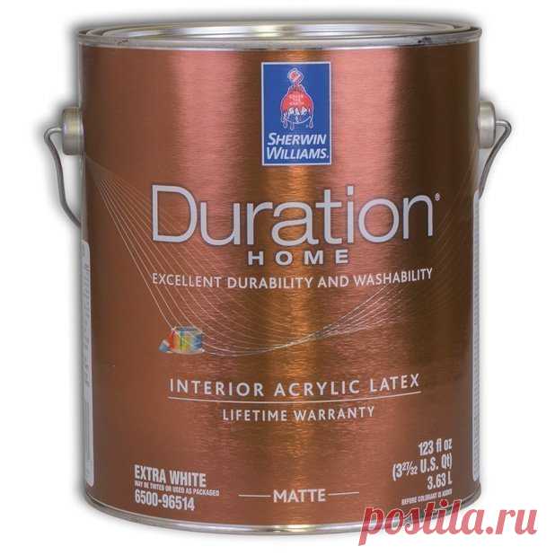 Краска для стен Sherwin Williams Duration Home Interior Matte Латексная матовая краска для внутренних работ

	стойкая к мытью, царапинам, повреждениям
	очень гладкое и ровное покрытие
	низкий уровень VOC
	слабый запах
	проста в применении
	содержит вещества, которые замедляют размножение микробов на поверхности
