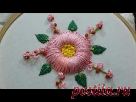 Woven Wheel Rose turned into a Daisy or something * Hand Embroidery Design *