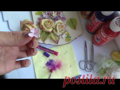 Соленое тесто.Панно с сиренью и розами.  Часть 1, продолжение