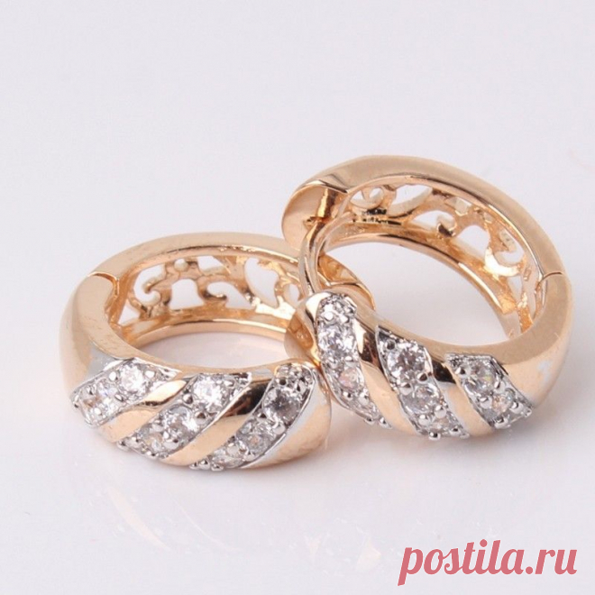 AliExpress Горящие товары / Отобранные продавцы, бесплатная доставка, скидки до 90%. Серьги женские позолоченные 18 карат с к...