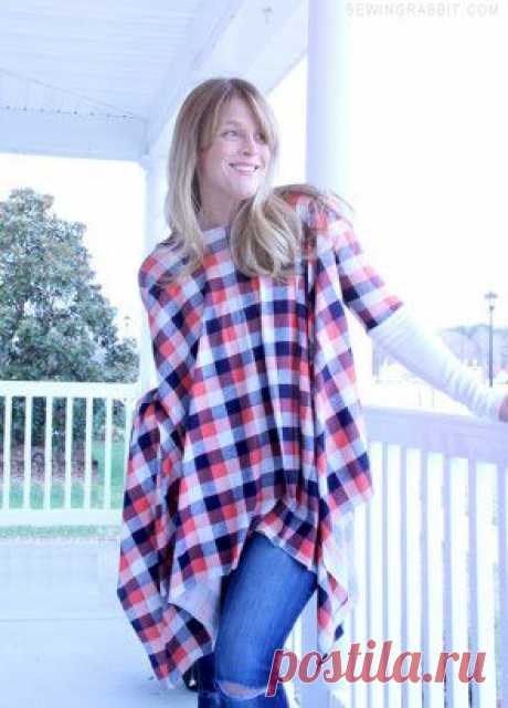 Выкройка пончо из рубашечной ткани (Diy) 
https://secondstreet.ru/blog/prostie_vikroiki/vykrojka-poncho-iz-rubashechnoj-tkani-diy.html