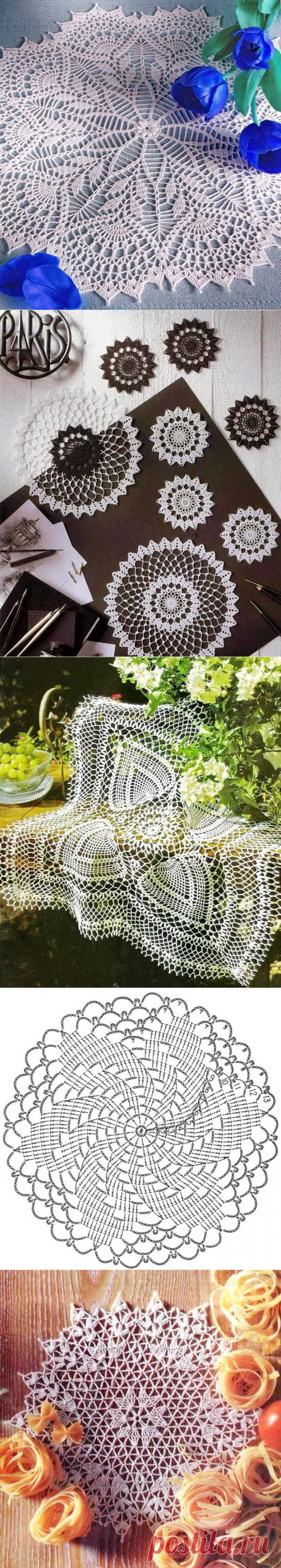 Ажурные салфетки крючком со схемами