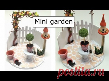 Miniature patio/garden- Polymer clay and wood