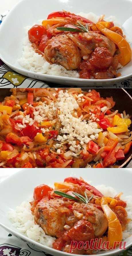 Курица запеченная с овощами