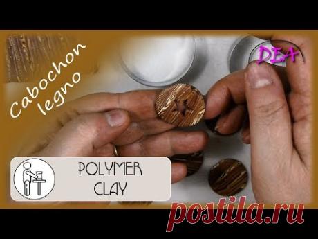 Cabochon murrina legno P.1. Polymer clay, faux wood. Cane faux wood.