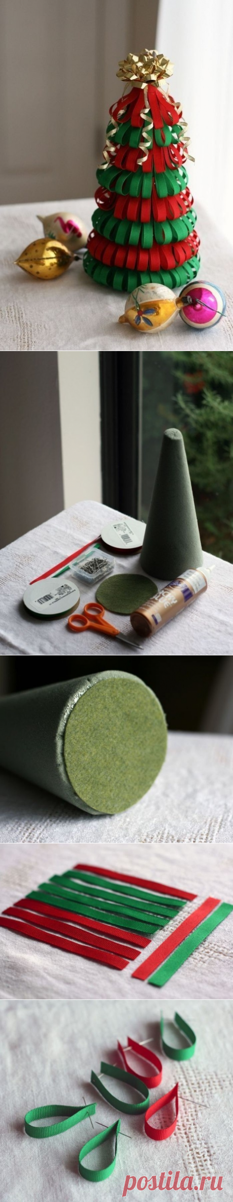 Мастерим елочку из лент.