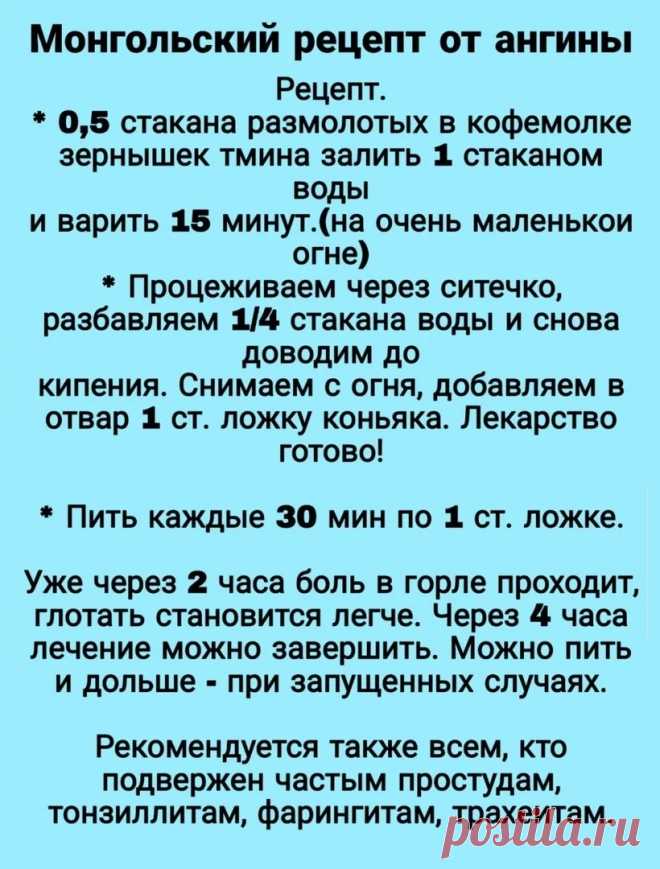 Монгольский рецепт от ангины