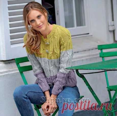 Жакет реглан в стиле колор-блок — Shpulya.com - схемы с описанием для вязания спицами и крючком