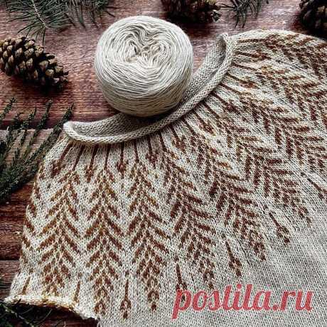 Схема жаккардового узора для круглой кокетки. Спицы