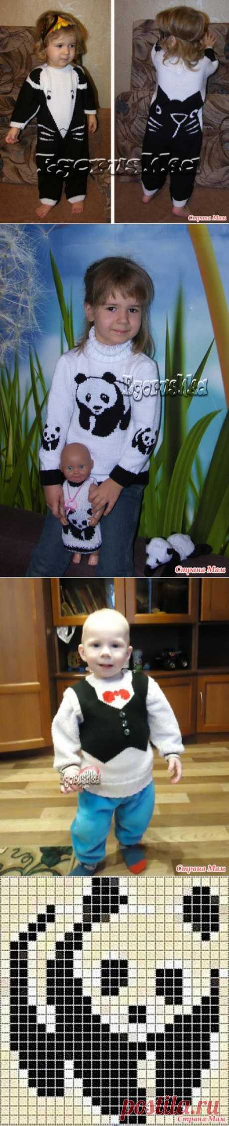 Черное и белое. Кошки и мышки. Панда и маленький кавалер. Вяжем деткам из микрофибры. - Вязание - Страна Мам