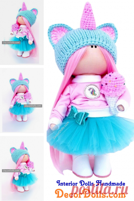 Unicorn Soft Doll, Fabric Baby Doll, Nursery Textile Doll, Original Lo – Decor Dolls