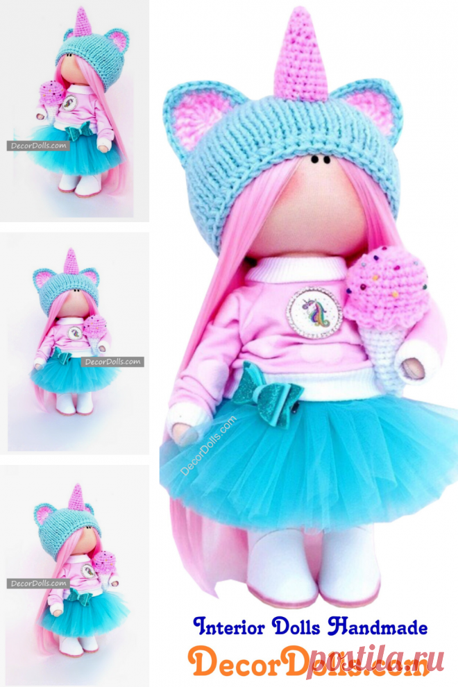 Unicorn Soft Doll, Fabric Baby Doll, Nursery Textile Doll, Original Lo – Decor Dolls