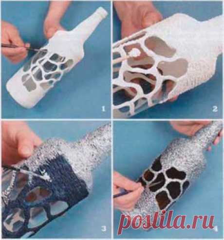 Как красиво расписать бутылку и превратить в стильную вазу